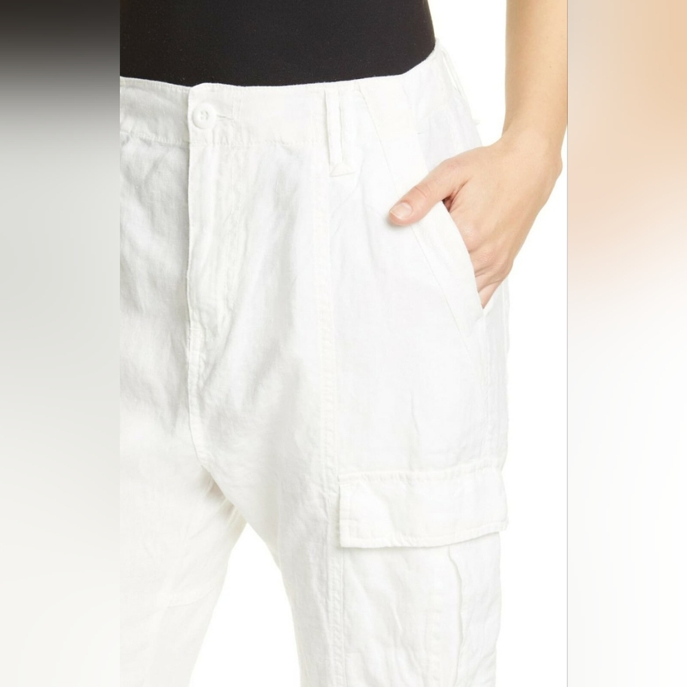 JOIE Telutci Linen Ankle Lace-Up Crop Cargo Pants | SZ 6 - Picture 4 of 14